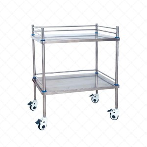 Stainless Steel Double Layer Medical Cart 670x450x900mm Durable Hospital Furniture For Medical Devices Placement - Product Image 5
