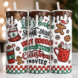 Gobelet isotherme personnalisé par sublimation 20oz pour Halloween et Noël, tasse de voyage droite et mince avec paille - Product Image 6