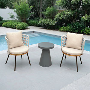 أثاث فناء الحديقة الخارجي بتصميم عصري ، أثاث الفندق ، كرسي وطاولة من خشب الساج وخشب الروطان مع وسادة - Product Image 6