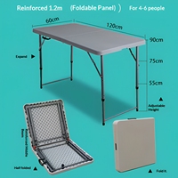 Table pliante rectangulaire à hauteur réglable, plateau en HDPE, table de réunion extérieure