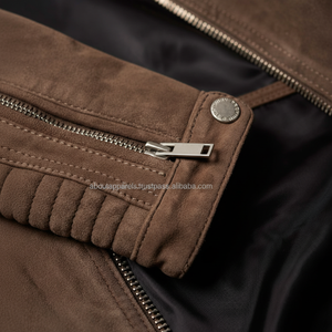 Nouveau manteau élégant en cuir véritable de daim marron de haute qualité, vente en gros, mode hiver, grande taille, respirant, écologique, fermeture éclair - Product Image 1