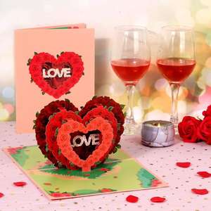 การ์ดอวยพรวาเลนไทน์ ดีไซน์รูปหัวใจกุหลาบใหม่ ดีไซน์โรแมนติก พร้อมซอง 3 มิติ แบบป๊อปอัพ พับได้ - Product Image 5