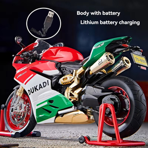 Motocicleta <span class=keywords><strong>Ducati</strong></span> 1299 de Metal Fundido a Presión, Escala 1:9, con Efecto de Humo, Juguete Eléctrico de Alta Tecnología - Product Image 5