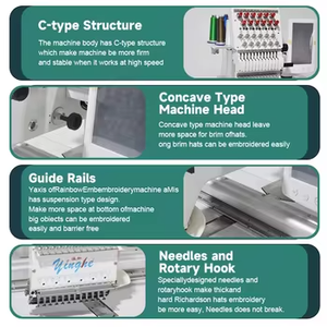 Máquina de bordado plano Digital de un solo cabezal, operación Manual, 9-15 agujas, Motor de núcleo de 1200 Rpm, multifuncional para camisetas, sombreros - Product Image 2
