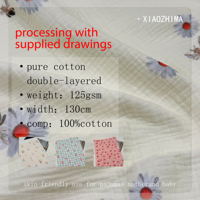 Tissu d'impression numérique 100% coton, gaze double couche, crêpe pour vêtements de bébé, adapté aux pyjamas, illustration personnalisée