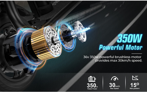 Pequeño y portátil SAMEBIKE 250W 350W Motor Plegable Barra de mano Scooter eléctrico E-scooter con cesta de asiento - Product Image 5