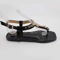 Nouvelles sandales d'été plates à strass et diamants, mode décontractée polyvalente pour femme, chaussures d'usine de luxe en Chine