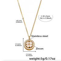 Parure de bijoux élégante en zircon micro-pavé, motif cœur et fleur, comprenant collier à pendentif rond, bague et boucles d'oreilles, pour un style raffiné.