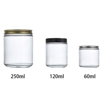 2oz 4oz 8oz 60ml 120ml 250ml Bestseller Leere Klare Zylinder-Glaskerzenhalter mit Aluminiumdeckeln