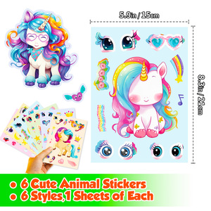 Autocollants personnalisés avec logo, 6 pièces par paquet, My Little Pony, autocollants pour changer le visage des personnages, autocollants pour gâteaux DIY, réutilisables, imperméables, autocollants mignons pour enfants - Product Image 2