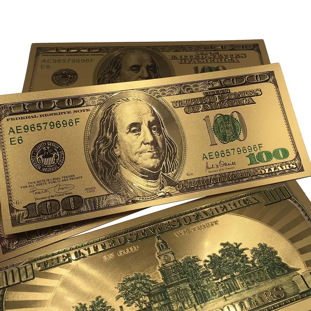 24k सोने की पन्नी नोट नकली अमरीकी डालर 100 बिल अमेरिकी सोना मढ़वाया बैंकनोट