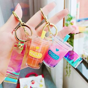 New Arrival Pearl Milk Tea Cup Keychain Teddy Bear Boba Liquid Keychain Floating Boba Keychain - Product Image 2