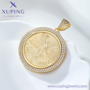 X000684866 Xuping <span class=keywords><strong>Jewelry</strong></span> <span class=keywords><strong>14K</strong></span> Chapado en oro Moneda de moda Big Rapper Hiphop Hombres Colgante - Product Image 5