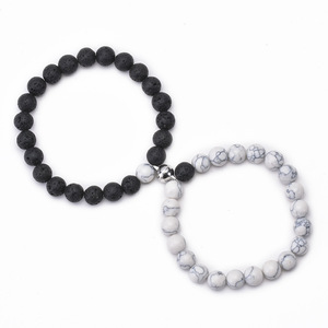 Woying Europe et les États-Unis Nouveau Explosif Noir Givré Blanc Turquoise Couple <span class=keywords><strong>Bracelet</strong></span> Aimant Aimant <span class=keywords><strong>Bracelet</strong></span> Perlé - Product Image 5