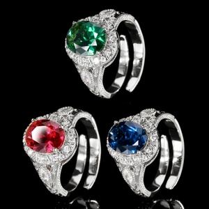 High Quality Jewelry Eco-friendly Copper Oval Cut 8*10mm Red Zircon Women's Retro <b>Rings</b> for Refined Feminine Charm - Product Image 3