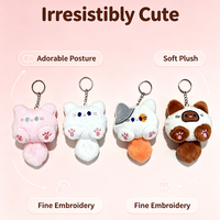 Lot de 12 porte-clés en peluche chat mignon, breloques de sac en peluche dessin animé Kawaii, pour clés de voiture, sacs à main, portefeuilles, pour femmes, cadeau de Noël