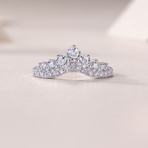 クイーンクラウンバンドリングプリンセスクラウンS925シルバーリングMoissaniteダイヤモンドゴールドメッキジュエリーウェディング女性用リング - Product Image 5