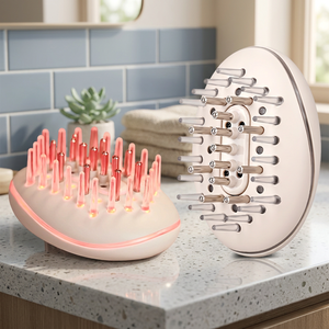 Portable <b>Rechargeable</b> Scalp Massager With <b>Led</b> <b>Light</b> For Hair Care Household Use Battery Powered Plastic Material - Product Image 1