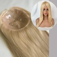 Extensiones de Cabello Humano de PU de 14 Pulgadas, Duraderas, con Nudos Finos, Tejidas a Mano, Totalmente Rubias, de Aspecto Natural, Cabello Virgen Chino para Mujeres