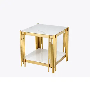 Moderne Silber Chrom Edelstahl Rahmen Marmorplatte Couch tisch Mittel tisch Tee tisch für Wohnzimmer möbel