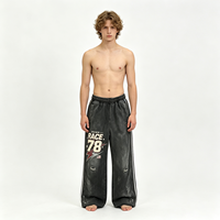 Pantalon de survêtement gris délavé style streetwear Dirty Spray, coupe ample, effet vieilli, avec motif RACE 78, pour homme et unisexe, lot en gros