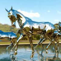 Statue de cheval, Sculpture personnalisée en acier inoxydable, pour parc carré, sortie d'usine
