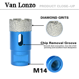 Jeu de 8 forets diamantés brasés M14 Van <span class=keywords><strong>Lonzo</strong></span> 20-68mm certifiés CE pour perçage à sec et humide, idéal pour carrelage, marbre, granit, quartz - Product Image 3