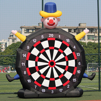 Cible Gonflable Géante pour Événements Sportifs, Jeu de Fléchettes Gonflable Clown d'Extérieur pour Enfants avec 2 Ballons de Football et 8 Balles de Golf