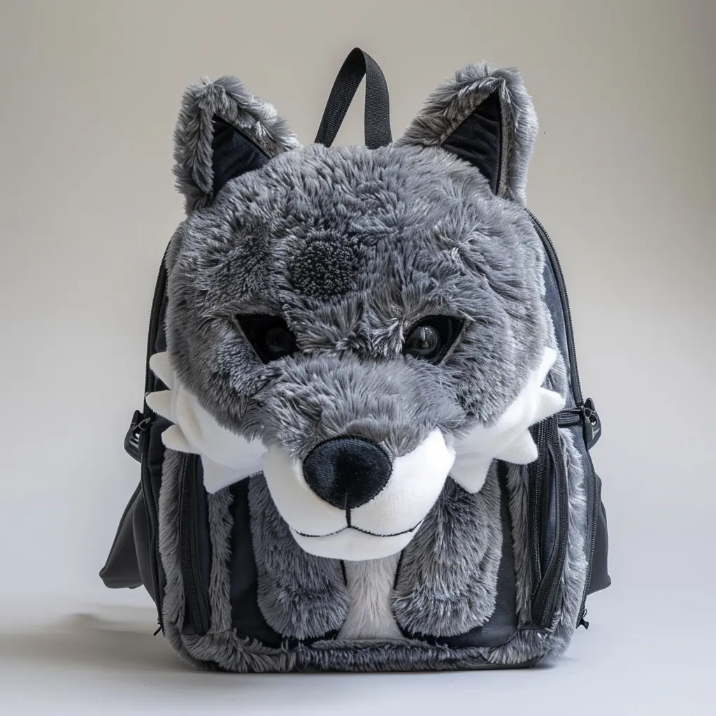 Bolsa de pelúcia personalizada para crianças, bolsa de maquiagem para meninos e bonecas, mochila de pelúcia com desenhos de lobo legal, presente de presente para crianças