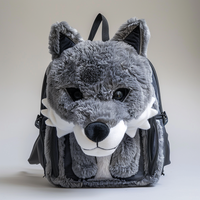 Jouets en peluche personnalisés sacs pour enfants poupées garçons sac de maquillage cadeaux cool loup dessin animé sac à dos en peluche animaux sauvages jouets poupée en peluche