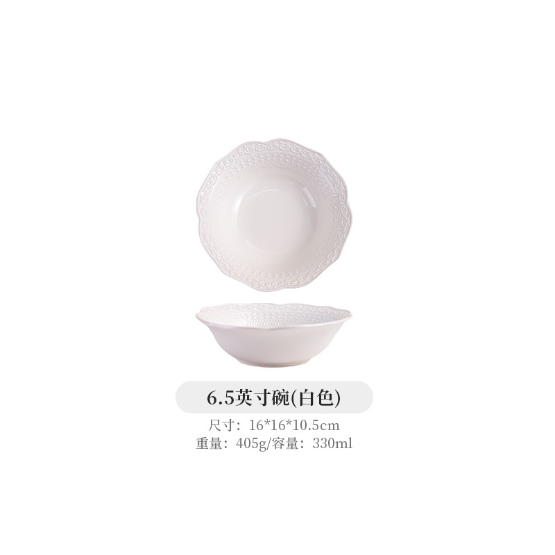 6.5inch bowls - white porcelain (80 pieces/box = 23kg)