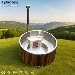 Vasca Portatile per Bagno Caldo <span class=keywords><strong>e</strong></span> Freddo, Vasca Idromassaggio Ibrida a Legna con Pompa di Circolazione per <span class=keywords><strong>Relax</strong></span> all'Aperto - Product Image 1