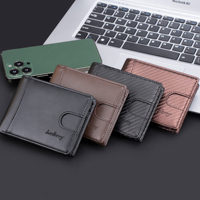 Dompet Minimalis Tipis Baellerry Pria Serat Karbon Billetera Klip Kulit PU Logam Ringan Tempat Kartu Kredit Penjepit Uang