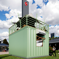 Kiosque hôtelier pop-up extensible de 10 pieds en panneaux sandwich préfabriqués en acier, design moderne et respirant noir