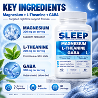 Capsules Premium de Magnésium, L-Théanine et GABA 900mg par Portion avec Ashwagandha et Mélatonine pour le Sommeil et le Soutien Anti-Stress, Sans OGM, Conformes aux Normes CGMP