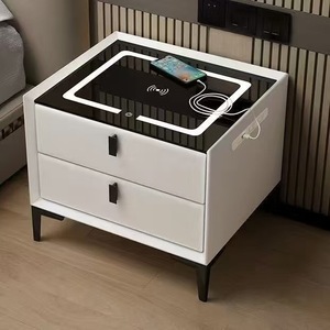 <span class=keywords><strong>Table</strong></span> de chevet intelligente nordique avec chargeur sans fil et lumière LED pour chambre à coucher de style <span class=keywords><strong>scandinave</strong></span> - Product Image 3