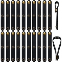 Pengatur Kabel Headphone, Pengikat Kabel Tekan, Gesper Kulit PU, Manajemen Kabel Universal untuk Kabel