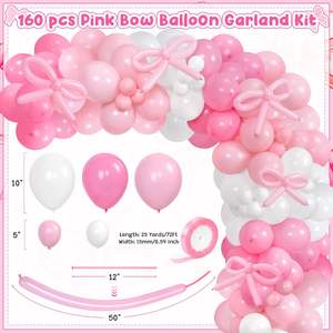 160 pièces arc de <span class=keywords><strong>ballon</strong></span> arc rose arc rose arc ballons longs et <span class=keywords><strong>ruban</strong></span> de Satin pour fille décorations de fête d'anniversaire - Product Image 4