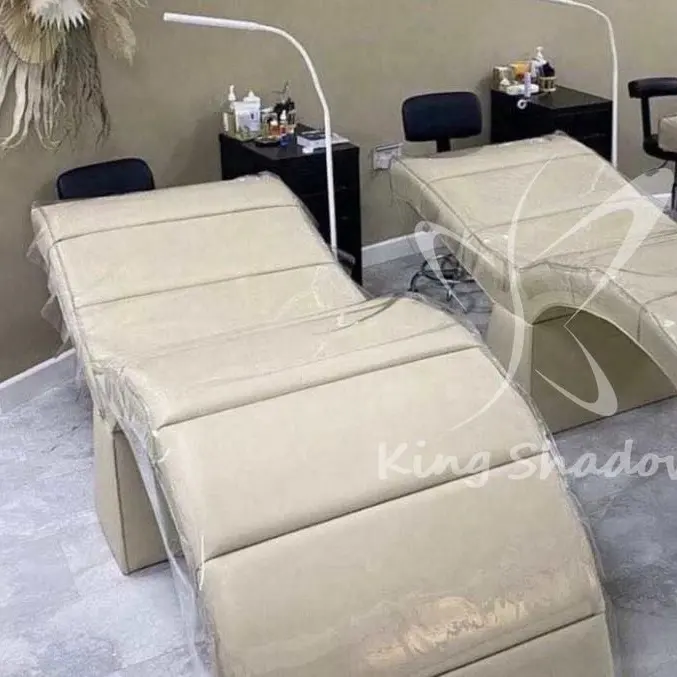 Kingshadow tempat tidur Salon kecantikan, Ranjang pijat Spa wajah kulit Pu mewah, tempat tidur bulu mata melengkung