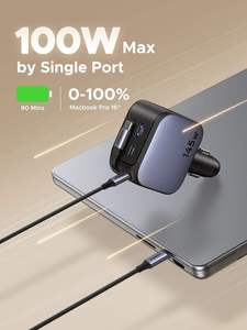 شاحن سيارة <span class=keywords><strong>UGREEN</strong></span> 145 واط 3C1A قابل للسحب، شاحن هاتف USB-C للسيارة، محول طاقة سريع الشحن لهواتف آيفون وسامسونج - Product Image 3