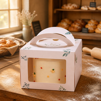 Boîte à gâteau personnalisée imprimée avec fenêtre et poignée, emballage de boulangerie en gros pour desserts d'anniversaire et services de plats à emporter