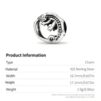 Breloque Perle Gécko en Argent Sterling 925 Oxydé, Perle Animale pour Bracelet, Bijoux DIY, Prix Usine