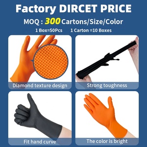 Gants en nitrile imperméables, nettoyage, peinture, jardinage, anti-huile, orange, jetables, gants en nitrile à adhérence diamantée pour la maison - Product Image 2