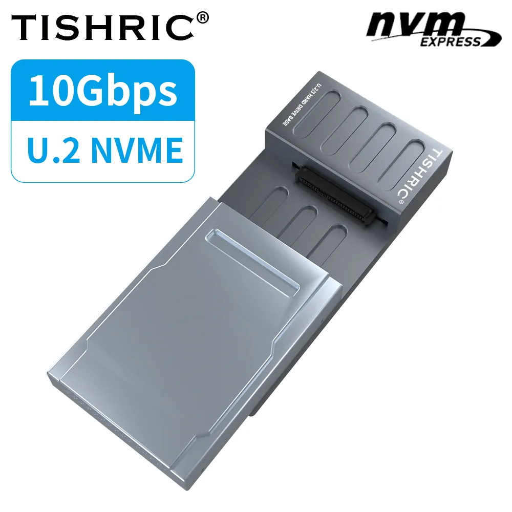 TISHRIC U.2 NVME हार्ड ड्राइव बेस U.2 Nvme से टाइप-सी HDD एनक्लोजर पावर सप्लाई सपोर्ट के साथ 2.5 इंच U.2 हार्ड ड्राइव इंटरफ़ेस