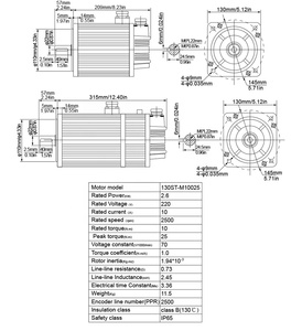 380V 2500rpm 130st nema52 servo 130st-m10025 10nm 2.6kw NEMA 52 AC servo Motor 130st với t3a servo điều khiển Kit - Product Image 6