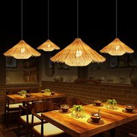 Lampada a sospensione in paglia, paralume in rattan intrecciato, lanterna antica per homestay, hotel, ristorante, illuminazione per sala da pranzo