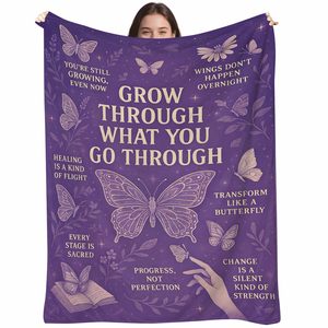 Purple Butterfly Flannel Blanket <b>Throw</b> Blanket Nap Blanket Fade Resistant Lightweight <b>for</b> Home Office Nap Custom Print Wholesale - Product Image 6