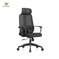 Chaise de bureau ergonomique moderne pivotante à dossier haut en maille, réglable, avec appui-tête fixe et soutien lombaire, idéale pour l'école