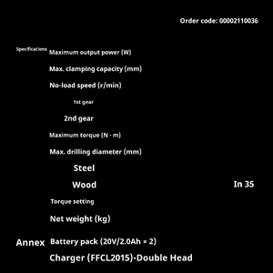 ชุดเครื่องมือไฟฟ้าอุตสาหกรรม 20V แบบ 4 ชิ้น ค้อนสองหัว ใช้ร่วมกันได้โดย DCA ชุด 4 ชิ้น ชุดเครื่องมือไฟฟ้า DCA แบบ 4 ชิ้น 20V ใช้ร่วมกันได้ - Product Image 6