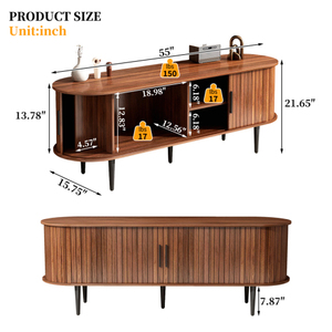 Living Room TV Stand 55" Modern Wood TV Console <b>Table</b> with Storage Compartment and Sliding Door - Product Image 4